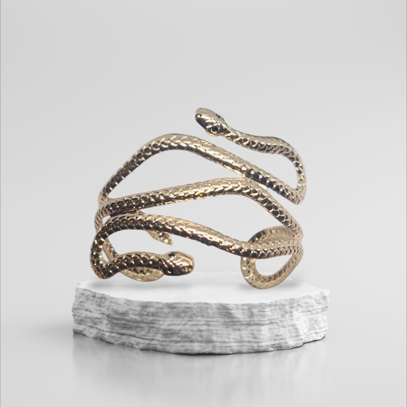 NEW Snake with Black Eyes Design Adjustable Arm Cuff/Bracelet - Picture 1 of 9